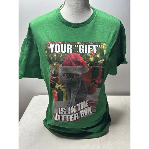 CAT Other - Your Gift is in the Litter Box Christmas funny Cat T-Shirt Size L